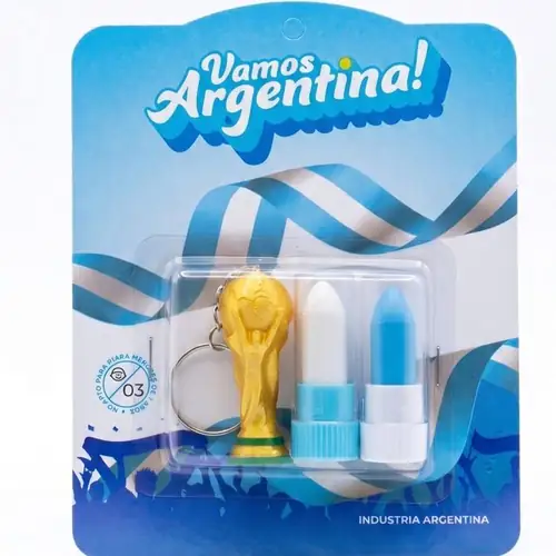 Labial + Llavero Copa - pintacaras Argentina Mundial