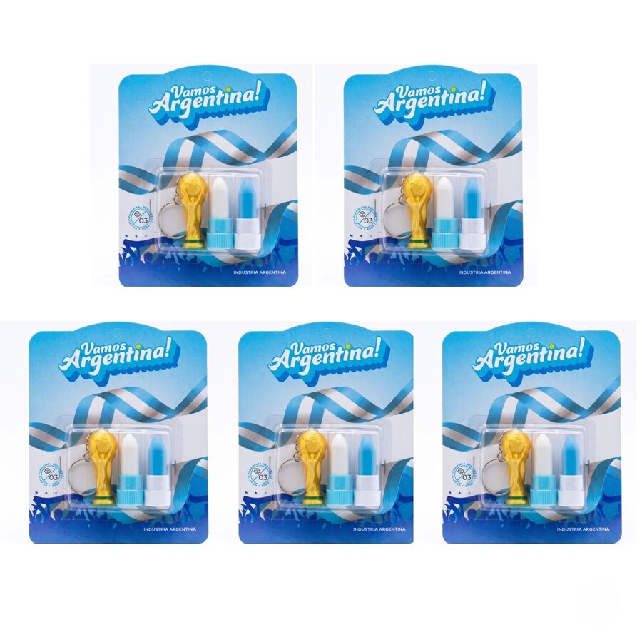 Labial + Llavero Copa x5 - pintacaras Argentina Mundial
