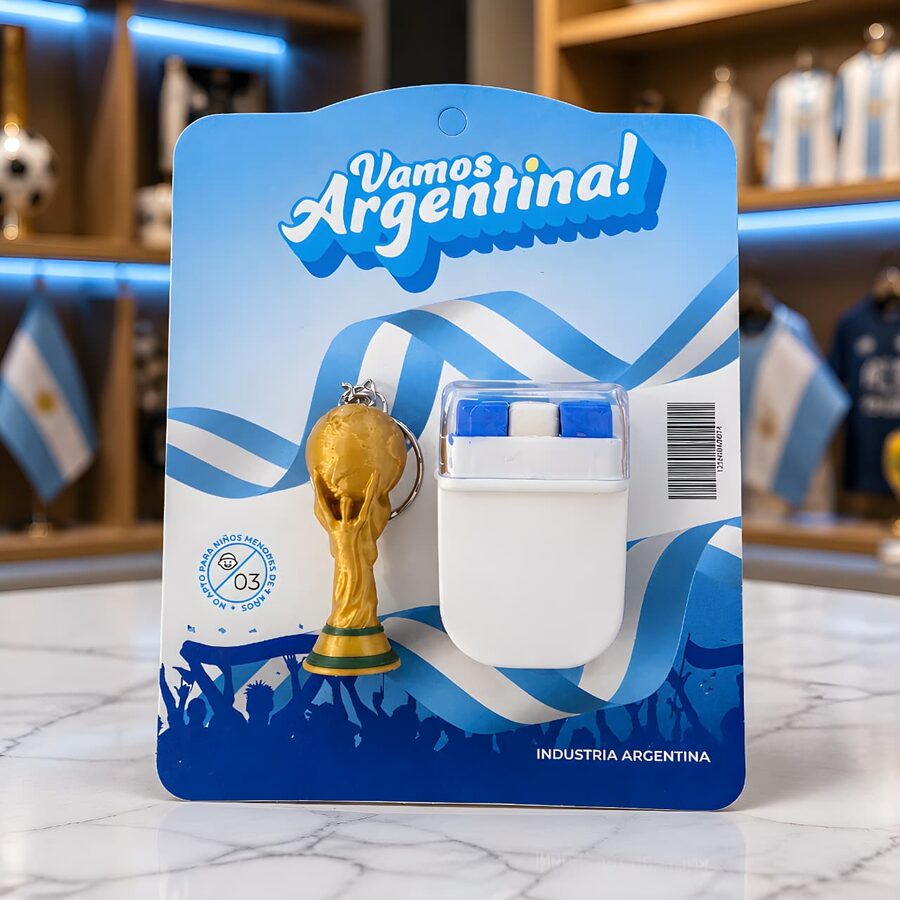Stick + Llavero Copa x1 - pintacaras Argentina Mundial