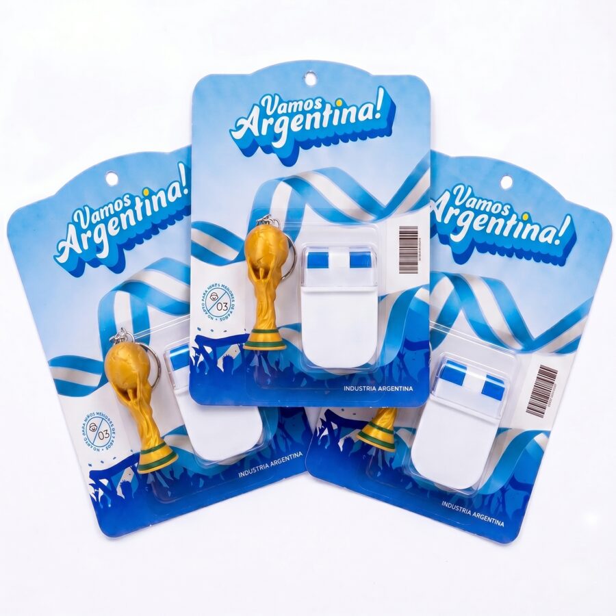 Stick + Llavero Copa x3 - pintacaras Argentina Mundial